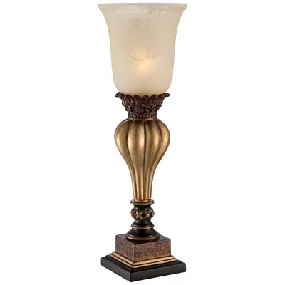 Regency Hill Sattley 23 1/4" Gold Alabaster Glass Accent Console Lamp