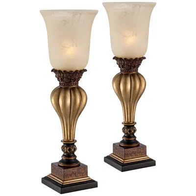Regency Hill Sattley 23 1/4" Gold And Alabaster Console Lamps Set Of 2