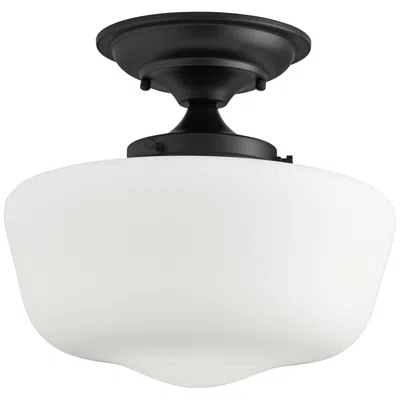 Regency Hill Schoolhouse 12 1/4" Black And White Glass Ceiling Light