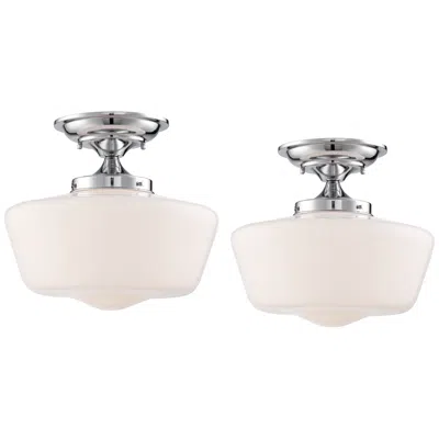 Regency Hill Schoolhouse Floating 12" Wide Chrome And Glass Ceiling Lights Set Of 2