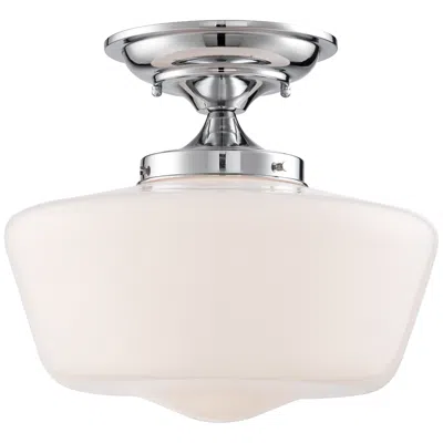 Regency Hill Schoolhouse Floating 12" Wide Chrome Opaque Ceiling Light In Silver