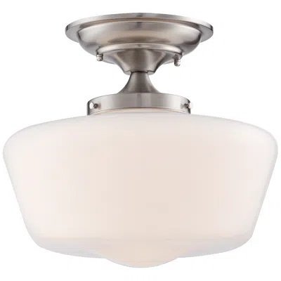 Regency Hill Schoolhouse Floating 12" Wide Nickel Opaque Ceiling Light