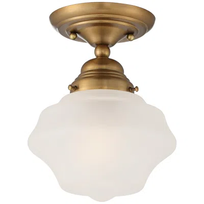 Regency Hill Schoolhouse Floating 7" Brass Frosted Glass Ceiling Light