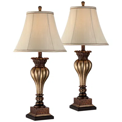 Regency Hill Senardo 30" High Gold Floral Vase Table Lamps Set Of 2 In Multi