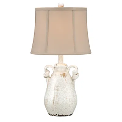 Regency Hill Sofia 22" Crackled Ivory Rustic Jar Ceramic Table Lamp