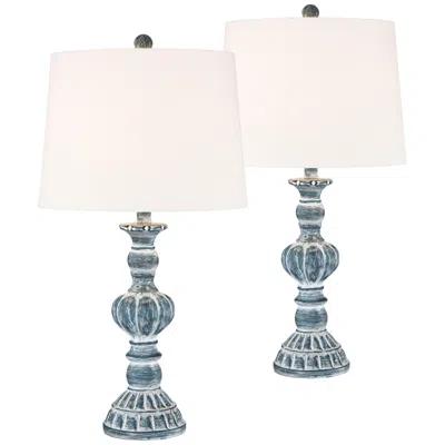 Regency Hill Tanya 26 1/2" Vintage Blue Wash Table Lamps Set Of 2