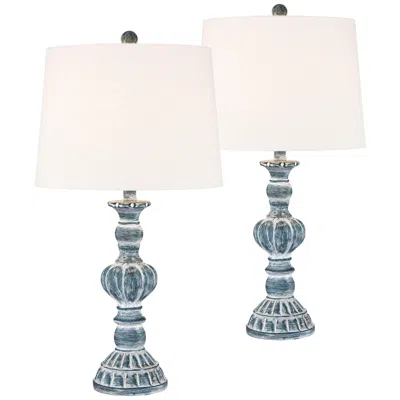 Regency Hill Tanya 26.5" Blue Wash Table Lamps Set Of 2 With Dimmers