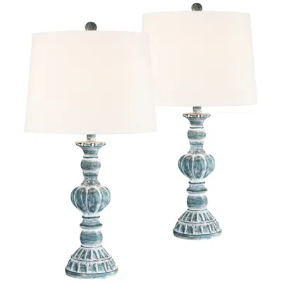 Regency Hill Tanya Blue Wash Table Lamps Set Of 2 With Smart Sockets