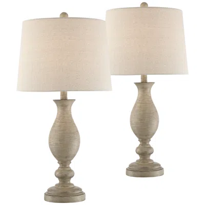 Regency Hill Teagan 27 1/2" Beige Gray Vase Table Lamps Set Of 2 In Brown