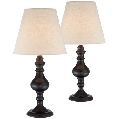 Regency Hill Ted 18 1/2" Bronze Finish Touch Accent Lamps Set Of 2 In Black