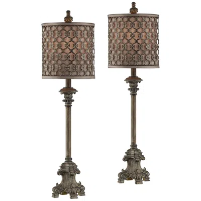 Regency Hill Vichelis 34" Beige Candlestick Buffet Lamps Set Of 2
