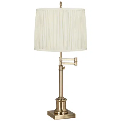 Regency Hill Westbury Antique Brass Swing Arm Table Lamp With Cascade White Shade