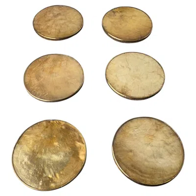 Pre-owned Regency Hollywood  Mother-of-pearl & Brass Coasters, Set Of 6, Italy, 1970 In Brown