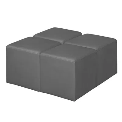 Regency Jean Square Stool Ottoman In Gray