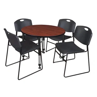 Regency Kee 36" L Round Breakroom Table And Chair Set In Cherry,black