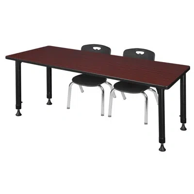 Regency Kee Adjustable Classroom Table & 2 Andy 12 In. Stack Chairs In Mahogany,black,black