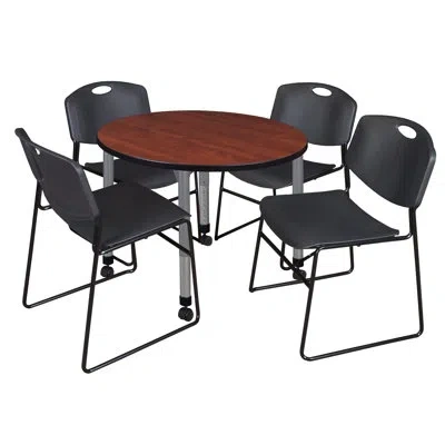 Regency Kee Mobile 90" L Breakroom Table And Chair Set In Cherry