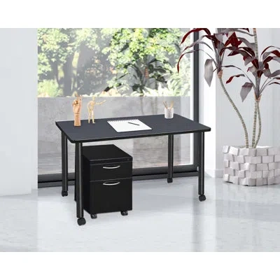 Regency Kee Mobile Desk With Storage In Gray,black