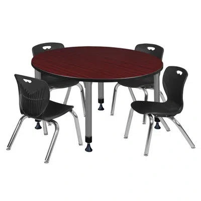 Regency Kee Round Breakroom Table And 12" Chair Set In Black,mahogany