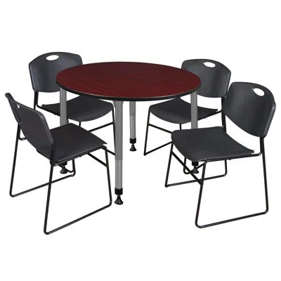 Regency Kee Round Mobile Breakroom Table And Chair Set In Mahogany