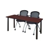Regency Kee Training Table Top & 2 Cadence Nesting Chairs In Black,mahogany