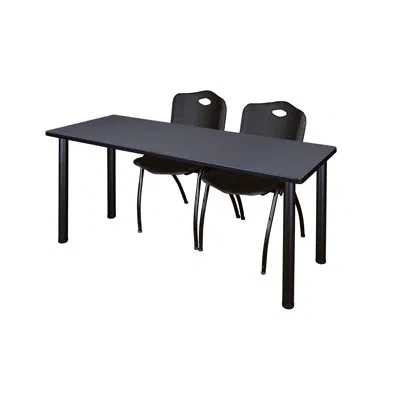 Regency Kee Training Table Top & 2 M Stack Chairs In Black,gray