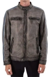 Regency Lambskin Leather Moto Jacket In Grey