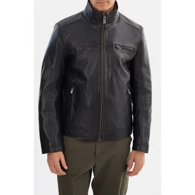 Regency Leather Bomber Jacket In Black