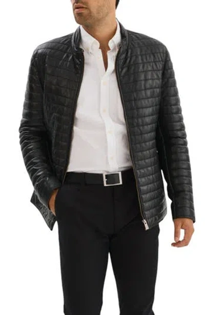 Regency Leather Channel Quilt Jacket In Black