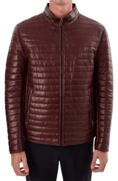 Regency Leather Channel Quilt Jacket In Burgundy