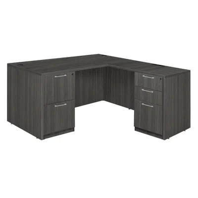 Regency Legacy L Desk With Double Full Pedestal Drawer Unit In Ash Gray