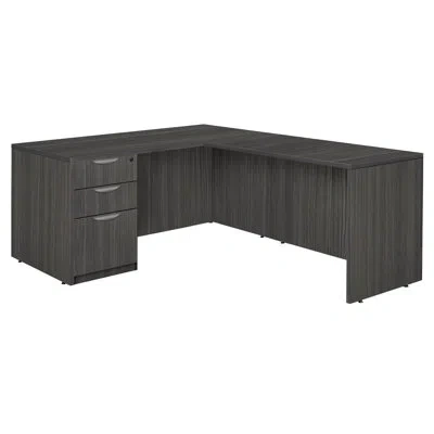 Regency Legacy L Desk With Single Full Pedestal Drawer Unit In Ash Gray