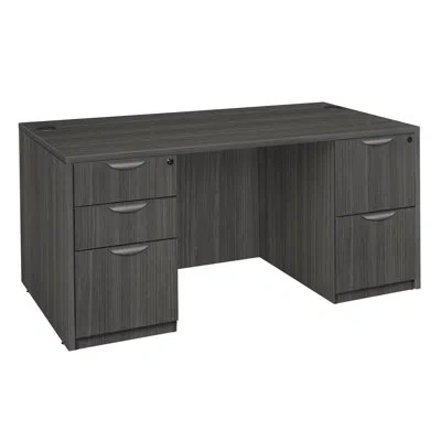 Regency Legacy Office Desk With Double Full Pedestal In Ash Gray