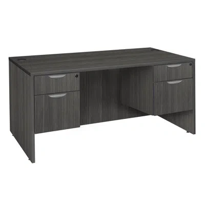 Regency Legacy Office Desk With Double Pedestal Drawer Unit In Ash Gray