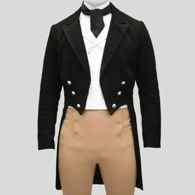 Pre-owned Regency Men's Black Wool  Tailcoat And Breeches And Vest