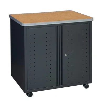 Regency Mesa Steel Mobile Locking Utility/fax/copy Table 30" X 23.25" In Oak,gray
