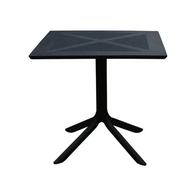 Regency Niche Terrace 31.5" Square Plastic Indoor/outdoor Bistro Table, Modern Pedestal Patio Table For Café In Black