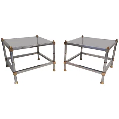 Pre-owned Regency Pair Of Hollywood  Side Tables In Gray