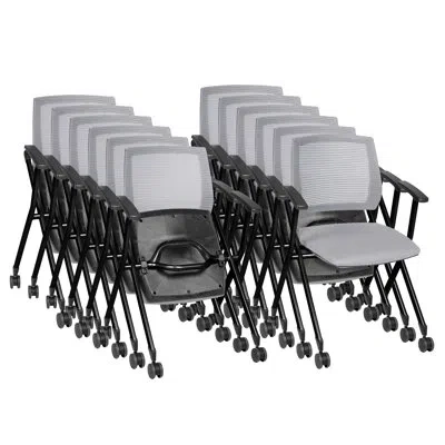 Regency Pulse Flexible High Back With Padded Fabric Seat Nesting Chair (12 Pack) In Gray