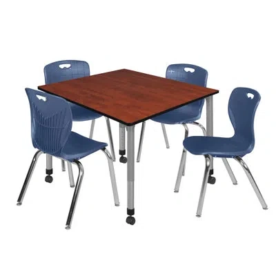Regency Romig Kee 42" L Breakroom Table And Chair Set In Blue,cherry