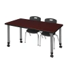 Regency Romig Kee Adjustable Height Rectangle 2-student Activity Table & Chair Set In Black,mahogany