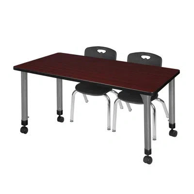 Regency Romig Kee Adjustable Height Rectangle 2-student Activity Table & Chair Set In Black,mahogany