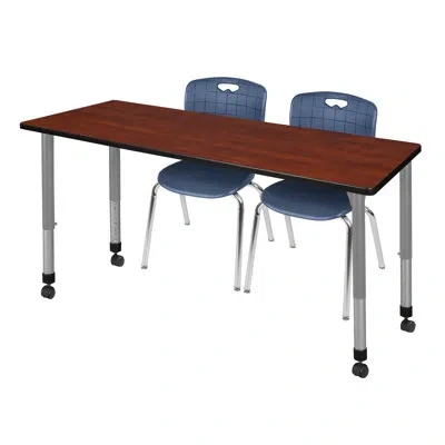 Regency Romig Kee Adjustable Height Rectangle 2-student Activity Table & Chair Set In Blue,cherry