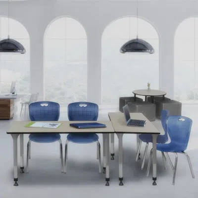 Regency Romig Kee Adjustable Height Rectangle 2-student Activity Table & Chair Set In Blue,mahogany