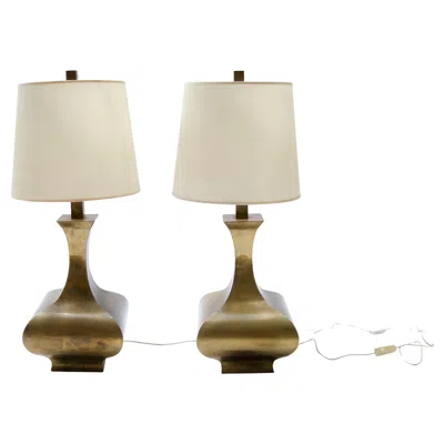 Pre-owned Regency Vintage Brass Table Lamp By  Furniture, Italian Design, 1970 In Sand