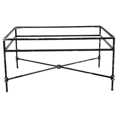 Pre-owned Regency Vintage  Giacometti Style Wrought Iron Rectangular Coffee Table Base In Black