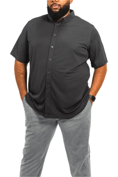 Regent Row Big And Tall Commuter Shirt Short Sleeve Button Down In Black
