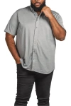 Regent Row Big And Tall Commuter Shirt Short Sleeve Button Down In Heather Grey