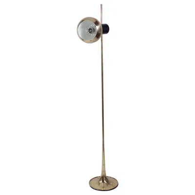 Pre-owned Reggiani 1960 Goffredo  Space Age Italian Design Gold Brass Magnetic Floor Lamp In Brown