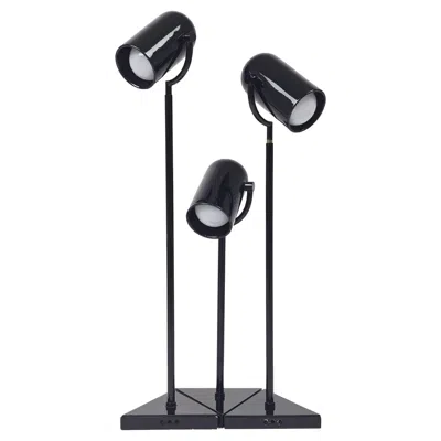 Pre-owned Reggiani 1970s Florence Casey 3 Pivotal Heads Black Table Lamp , Italy